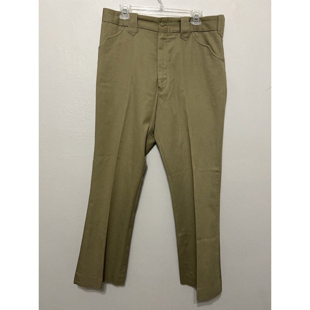 Mens NOS 1960s Stephens Khaki Western Slacks 36 X 30 Vtg 60s Flare Leg‎ Pants